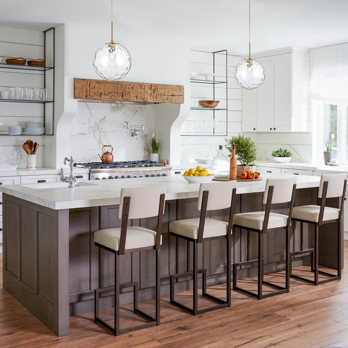 2 Packed 10-Inch Gold Kitchen Island Pendant Lights, Hammered Glass, Modern Farmhouse Pendant Lighting, Brushed Brass Hanging Light Fixtures for Bathoom, Entryway and Hallway AL4202-P2